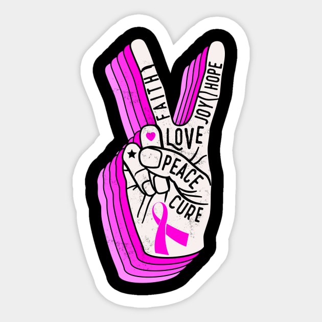 Faith Hope Love Peace Breast Cancer Awareness Gift Sticker by Lones Eiless